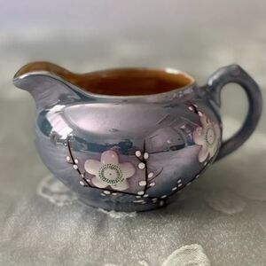 Vintage Handpainted Blue Pearl Cherry Blossom Creamer